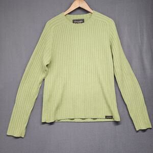 Vintage Abercrombie & Fitch Sweater Women Large Green Cable Knit Wool Blend Crew